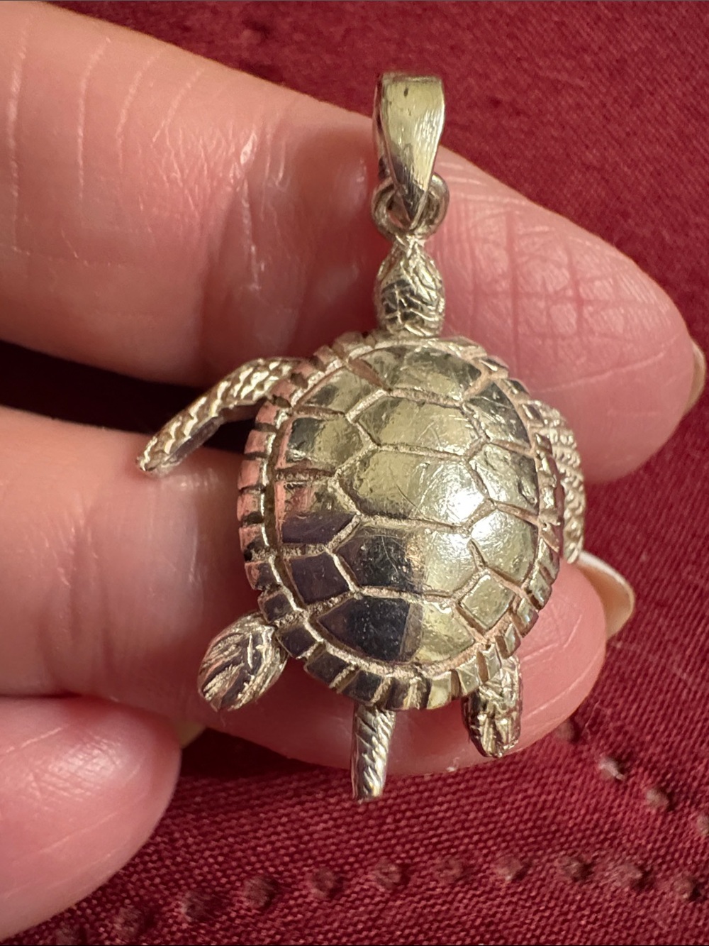 Moving Parts Sterling Silver Turtle Pendant Necklace Charm
